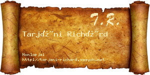 Tarjáni Richárd névjegykártya